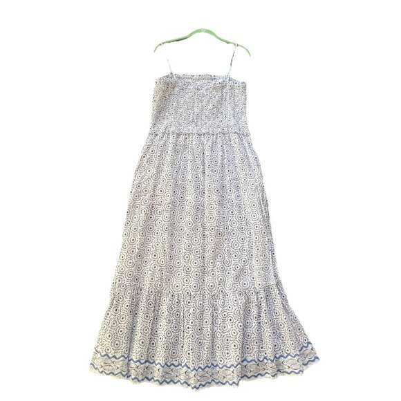 Roller Rabbit Women’s Naolin Fish Border Briar Dress Large Smocked Blue White - Picture 2 of 10